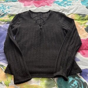 SHEIN Black V-Neck Sweater